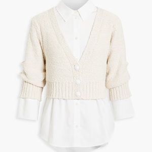 Derek Lam 10 Crosby layered boucle-knit and poplin top new